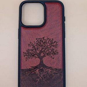 iPhone 15 Pro Max Magnetic Wooden Case MagSafe Shockproof Black Soft TPU-Tree